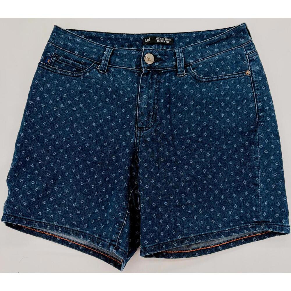 Lee Retro Printed Denim Shorts 10 Medium Cotton Blend Casual Fit